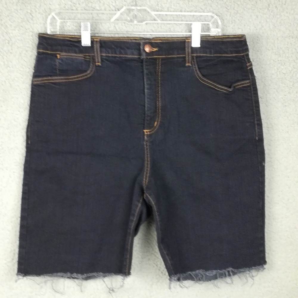 NYDJ Womens Shorts Bermuda Blue Denim Cut Off Dark Wash High Rise Plus 18W